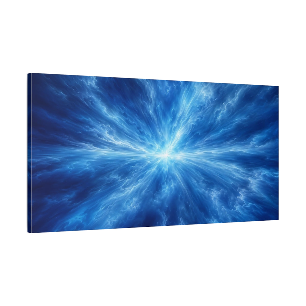 Main Mockup. Science Fiction Energy Burst Blue Energy shown as stretched canvas wall art