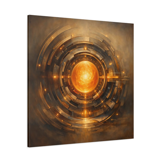 Main Mockup. Science Fiction Energy Core Orange Gold Core shown as stretched canvas wall art