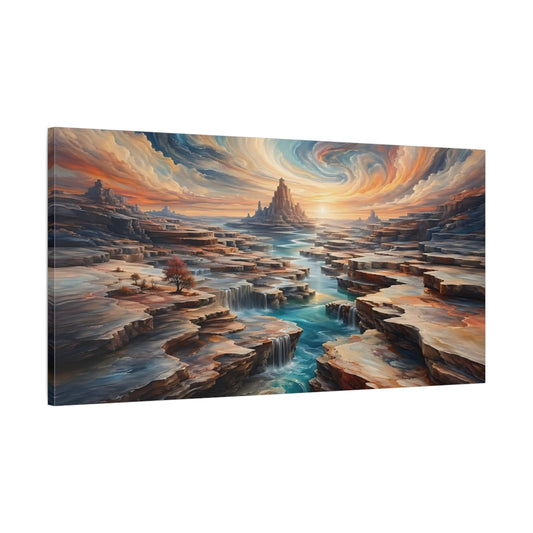 Main Mockup. Science Fiction Fantasy Landscape Fantasy Canyon shown as stretched canvas wall art