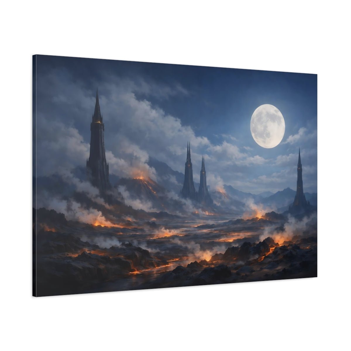 Science Fiction Fantasy Towers Dark Landscape - Canvas Wall Art Print - YesArtYes