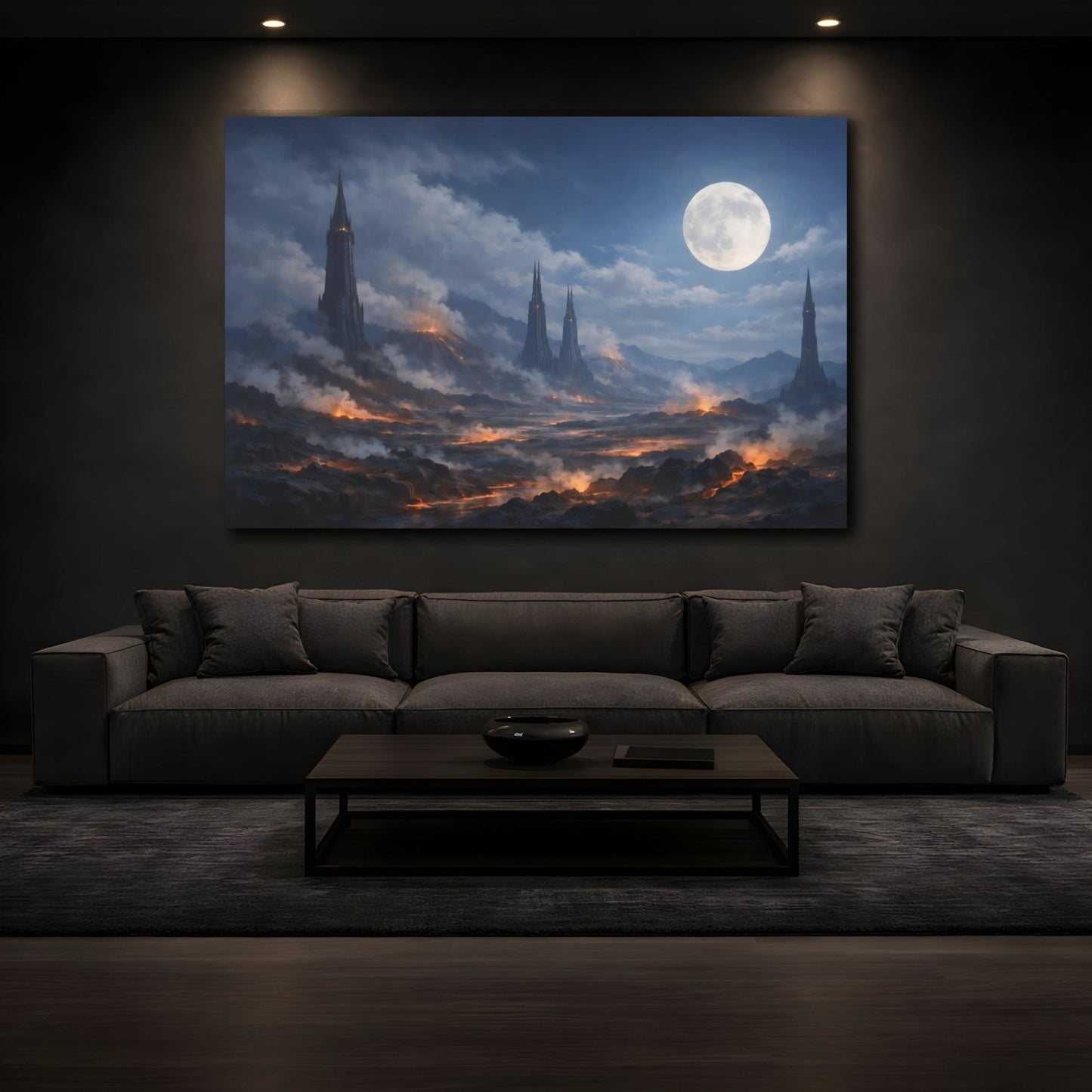 Science Fiction Fantasy Towers Dark Landscape - Canvas Wall Art Print - YesArtYes