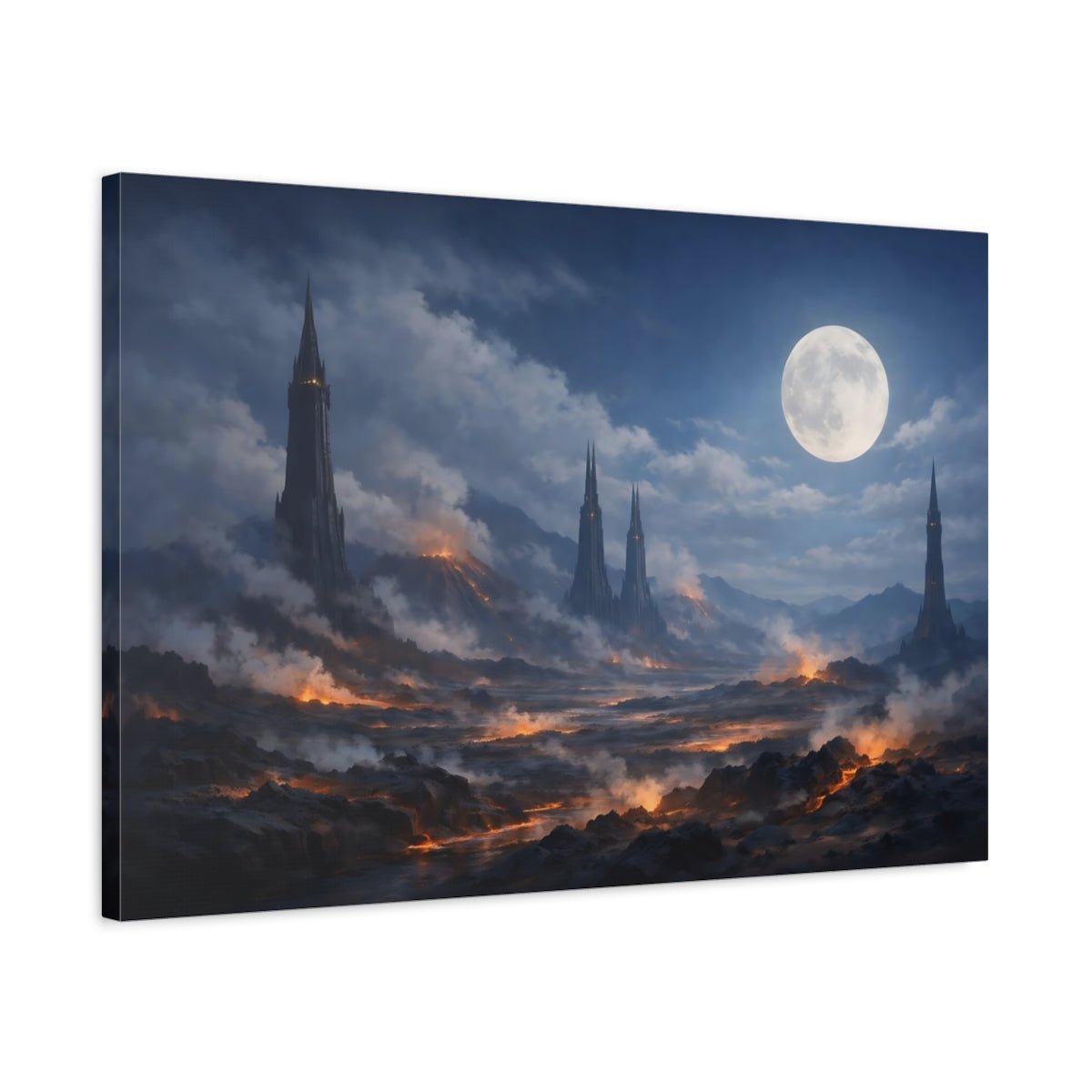 Science Fiction Fantasy Towers Dark Landscape - Canvas Wall Art Print - YesArtYes