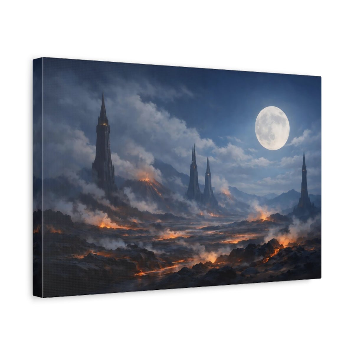 Science Fiction Fantasy Towers Dark Landscape - Canvas Wall Art Print - YesArtYes