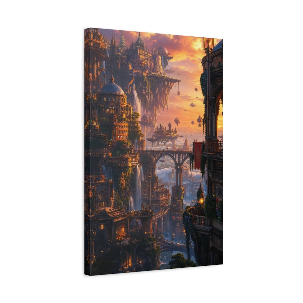 Science Fiction Floating City Fantasy Cityscape Canvas Wall Art Print – Living Room, Above Couch - YesArtYes