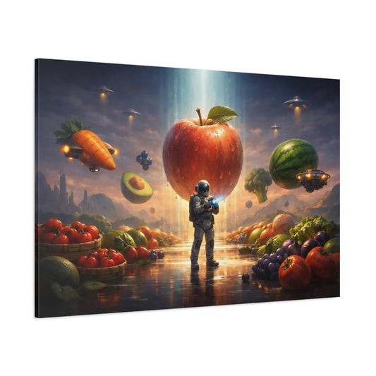 Science Fiction Fresh Produce shown as stretched canvas wall art