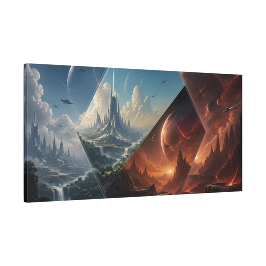 Main Mockup. Science Fiction Futuristic Cities Sci-Fi Landscape shown as stretched canvas wall art