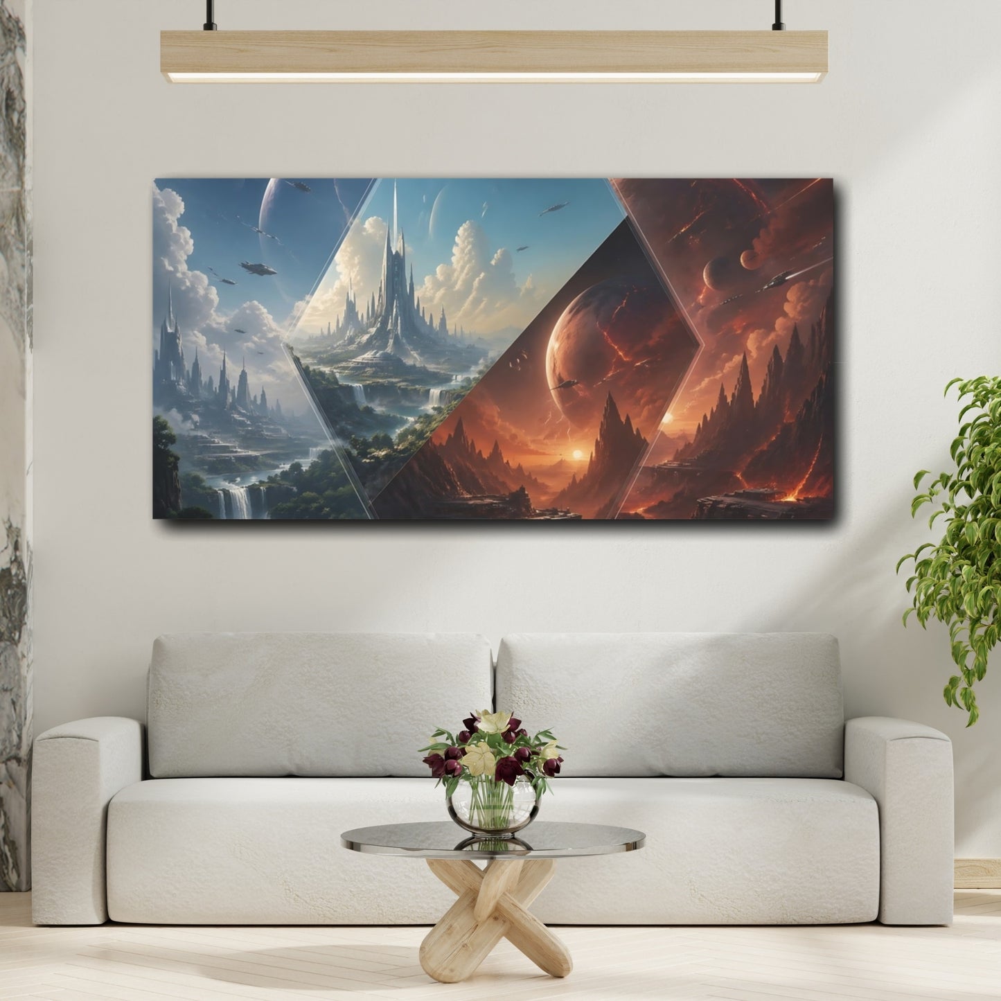 Mockup 3. Science Fiction Futuristic Cities Sci-Fi Landscape shown as stretched canvas wall art