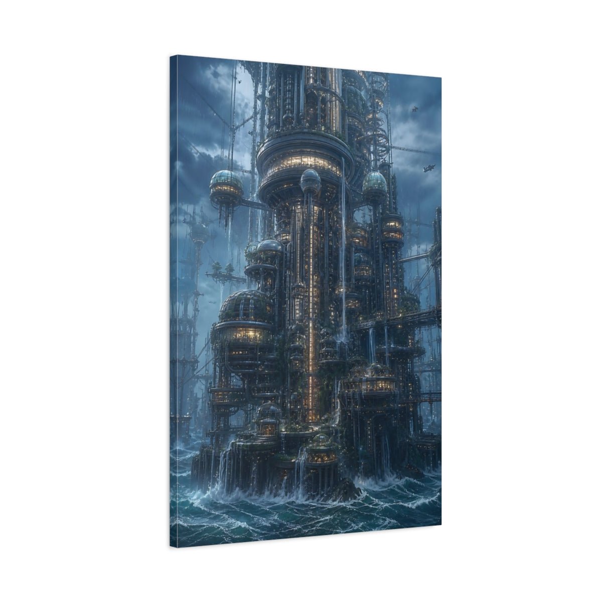 Science Fiction Futuristic City Cityscape Canvas Wall Art Print – Living Room Decor, Above Console Table - YesArtYes