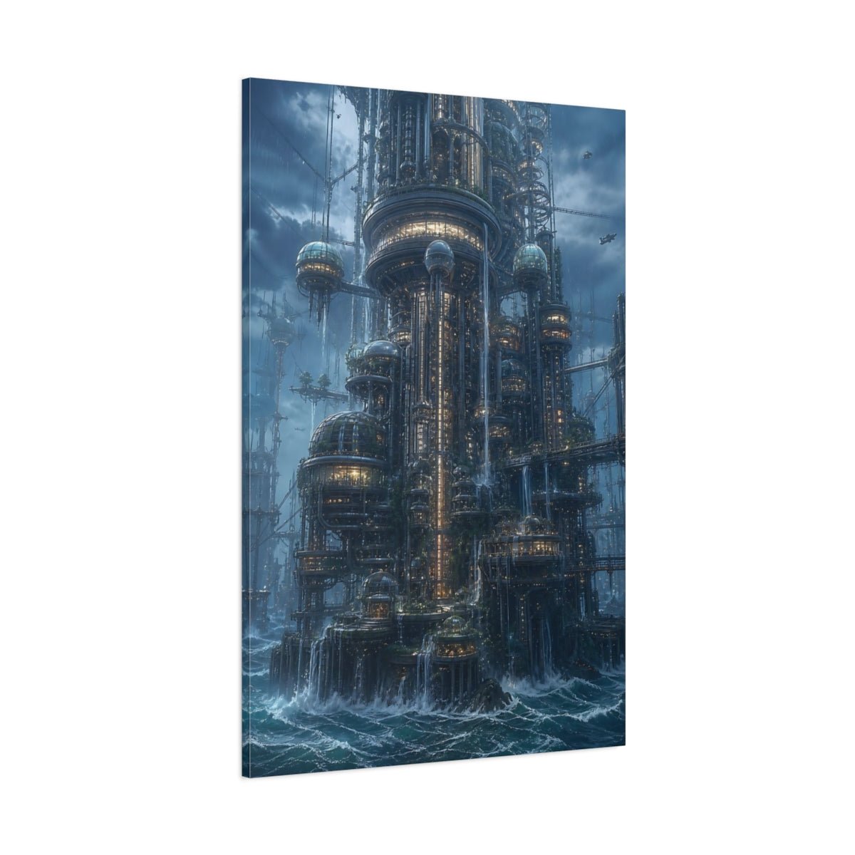 Science Fiction Futuristic City Cityscape Canvas Wall Art Print – Living Room Decor, Above Console Table - YesArtYes