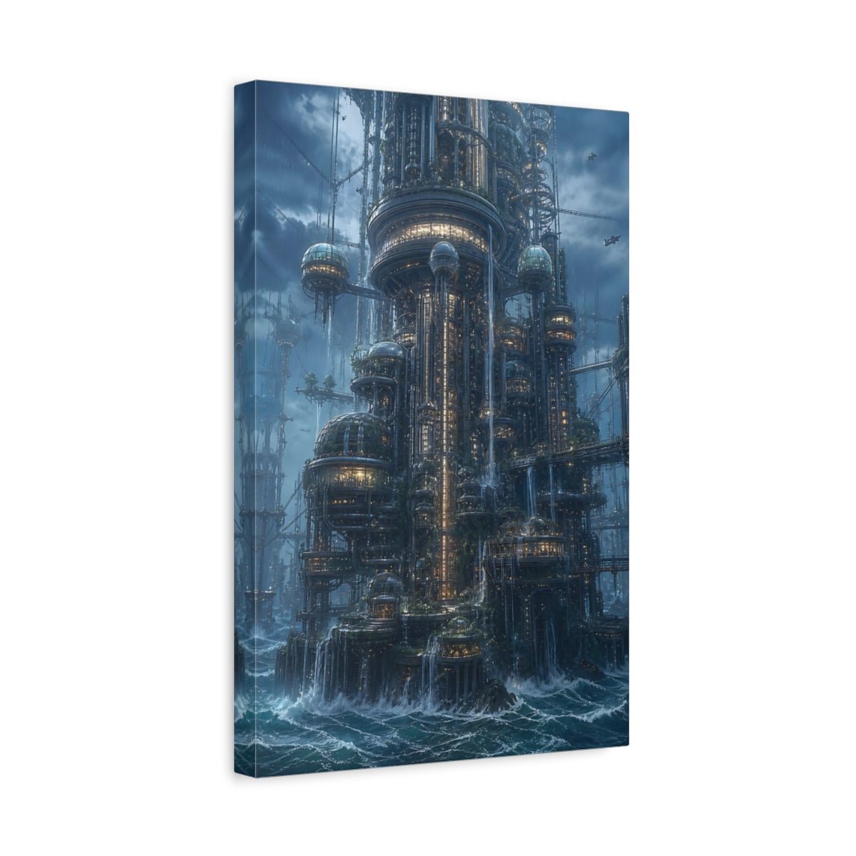 Science Fiction Futuristic City Cityscape Canvas Wall Art Print – Living Room Decor, Above Console Table - YesArtYes