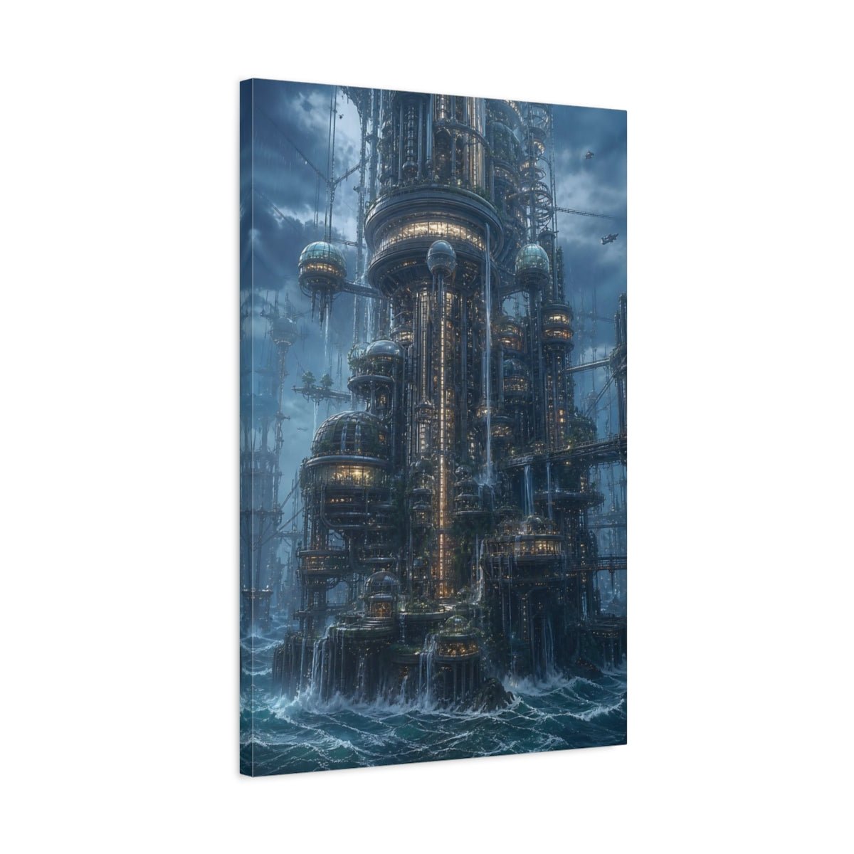 Science Fiction Futuristic City Cityscape Canvas Wall Art Print – Living Room Decor, Above Console Table - YesArtYes