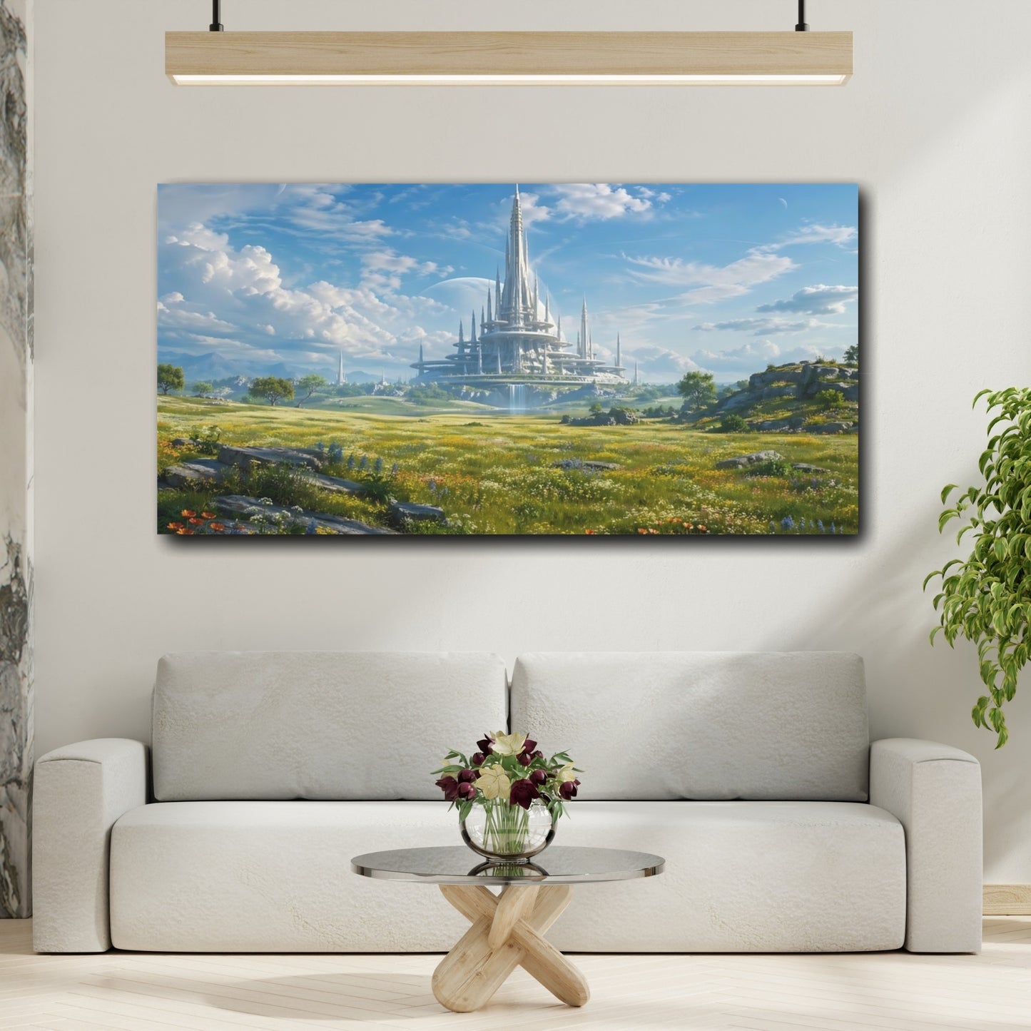 Mockup 3. Science Fiction Futuristic City Futuristic Landscape shown as stretched canvas wall art