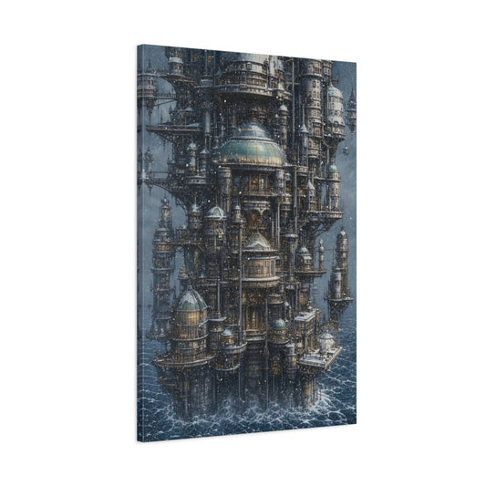 Science Fiction Futuristic City Grey And Canvas Wall Art Print – Sci - fi Living Room, Large - YesArtYes