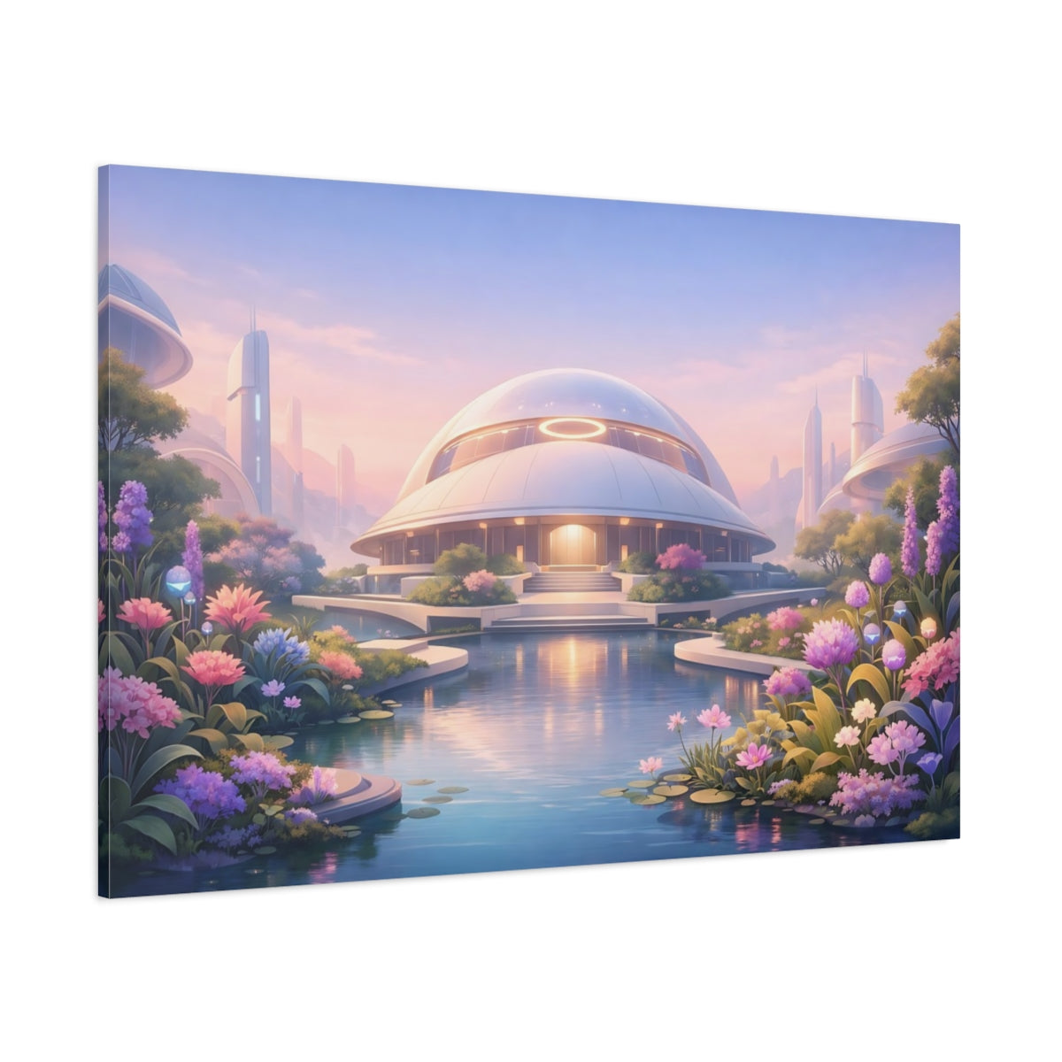 Science Fiction Garden Pastel shown as stretched canvas wall art