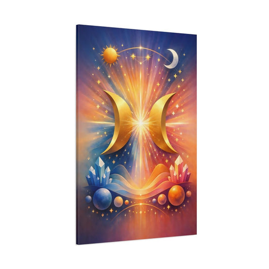 Science Fiction Golden Crescents Cosmic - Canvas Wall Art Print - YesArtYes