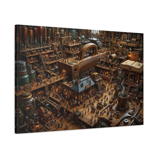 Main Mockup. Science Fiction Miniature Workshop Steampunk Workshop shown as stretched canvas wall art