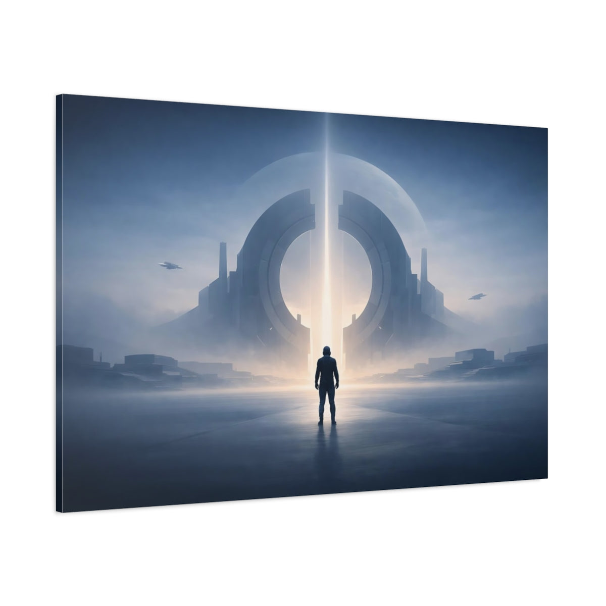 Science Fiction Minimal Form shown as stretched canvas wall art