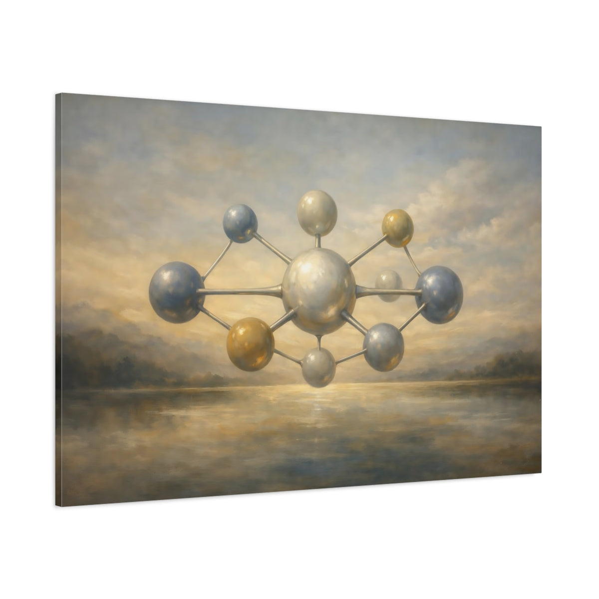 Main Mockup. Science Fiction Molecular Structure Ethereal Molecular Art shown as stretched canvas wall art