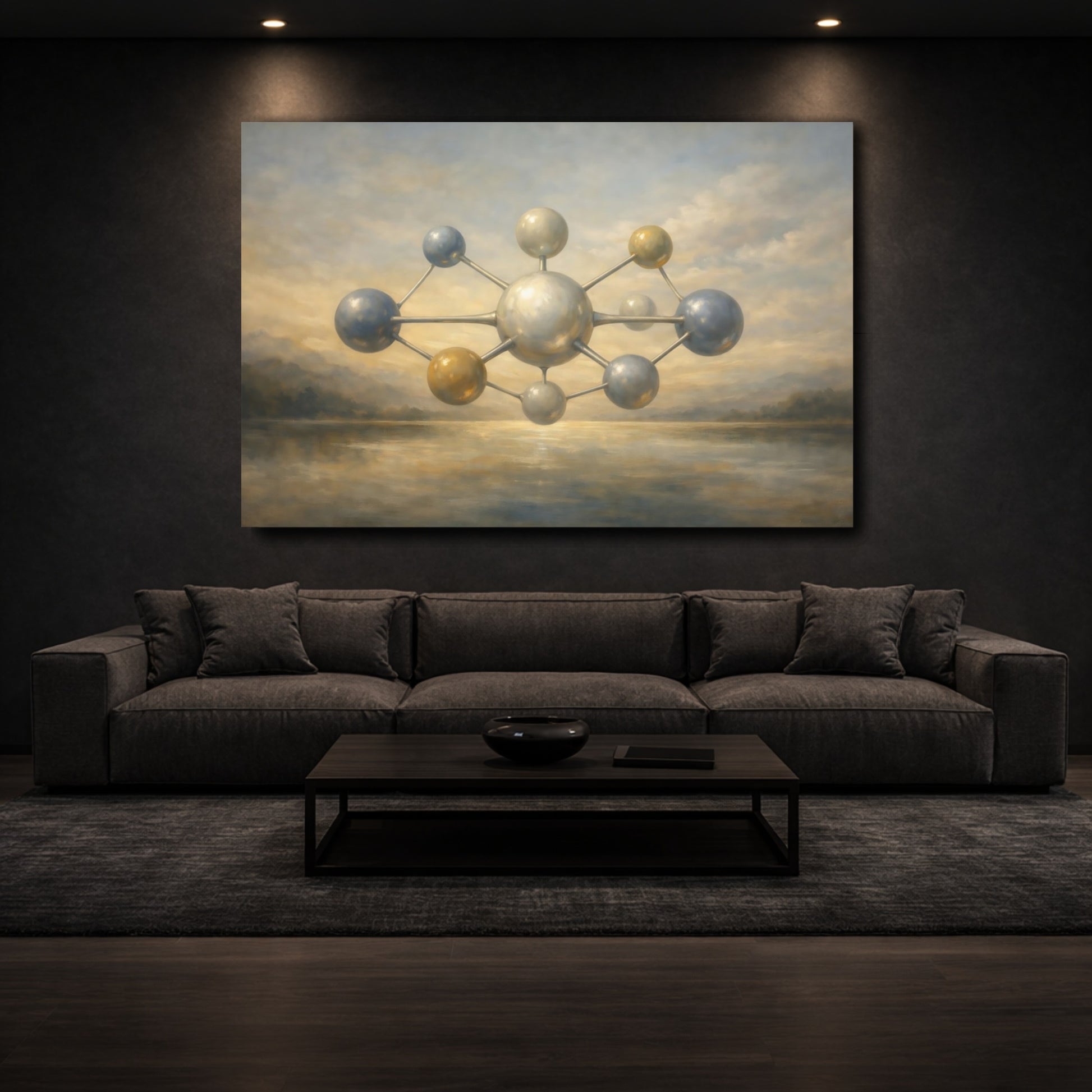 Mockup 2. Science Fiction Molecular Structure Ethereal Molecular Art shown as stretched canvas wall art