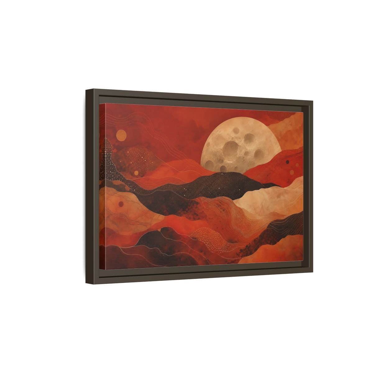 Science Fiction Moon Red And Brown Framed Canvas Print Wall Art – Living Room Decor, Above Fireplace - YesArtYes