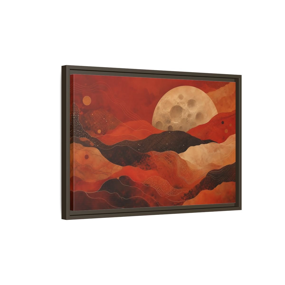Science Fiction Moon Red And Brown Framed Canvas Print Wall Art – Living Room Decor, Above Fireplace - YesArtYes