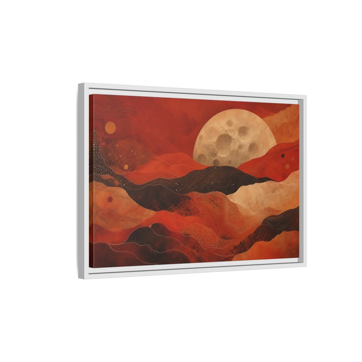 Science Fiction Moon Red And Brown Framed Canvas Print Wall Art – Living Room Decor, Above Fireplace - YesArtYes