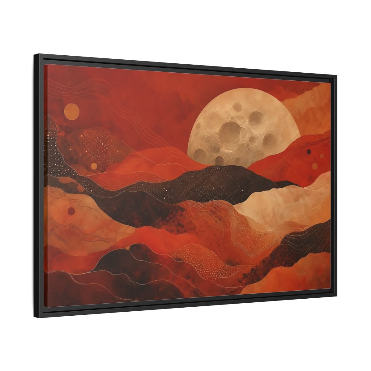 Science Fiction Moon Red And Brown Framed Canvas Print Wall Art – Living Room Decor, Above Fireplace - YesArtYes