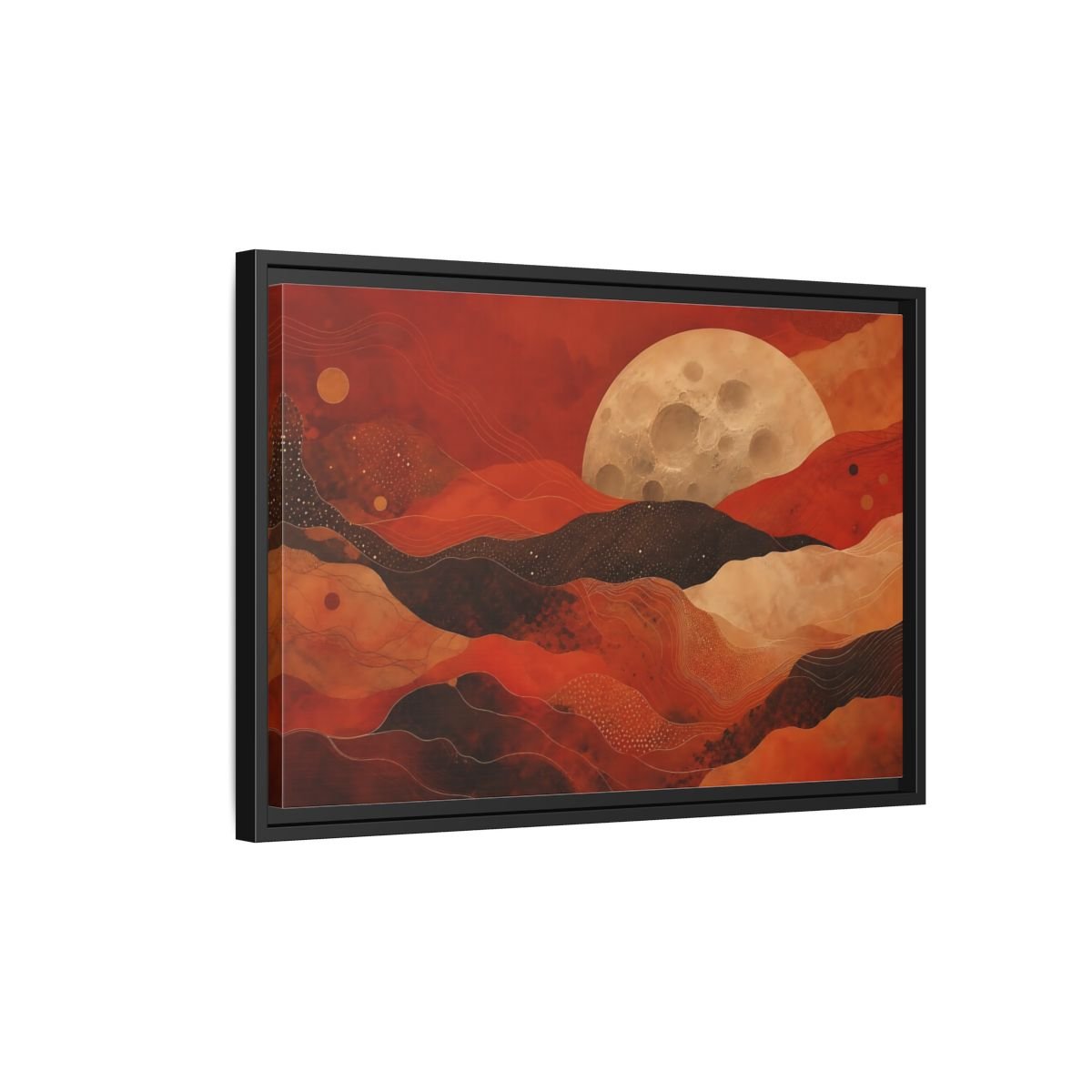 Science Fiction Moon Red And Brown Framed Canvas Print Wall Art – Living Room Decor, Above Fireplace - YesArtYes