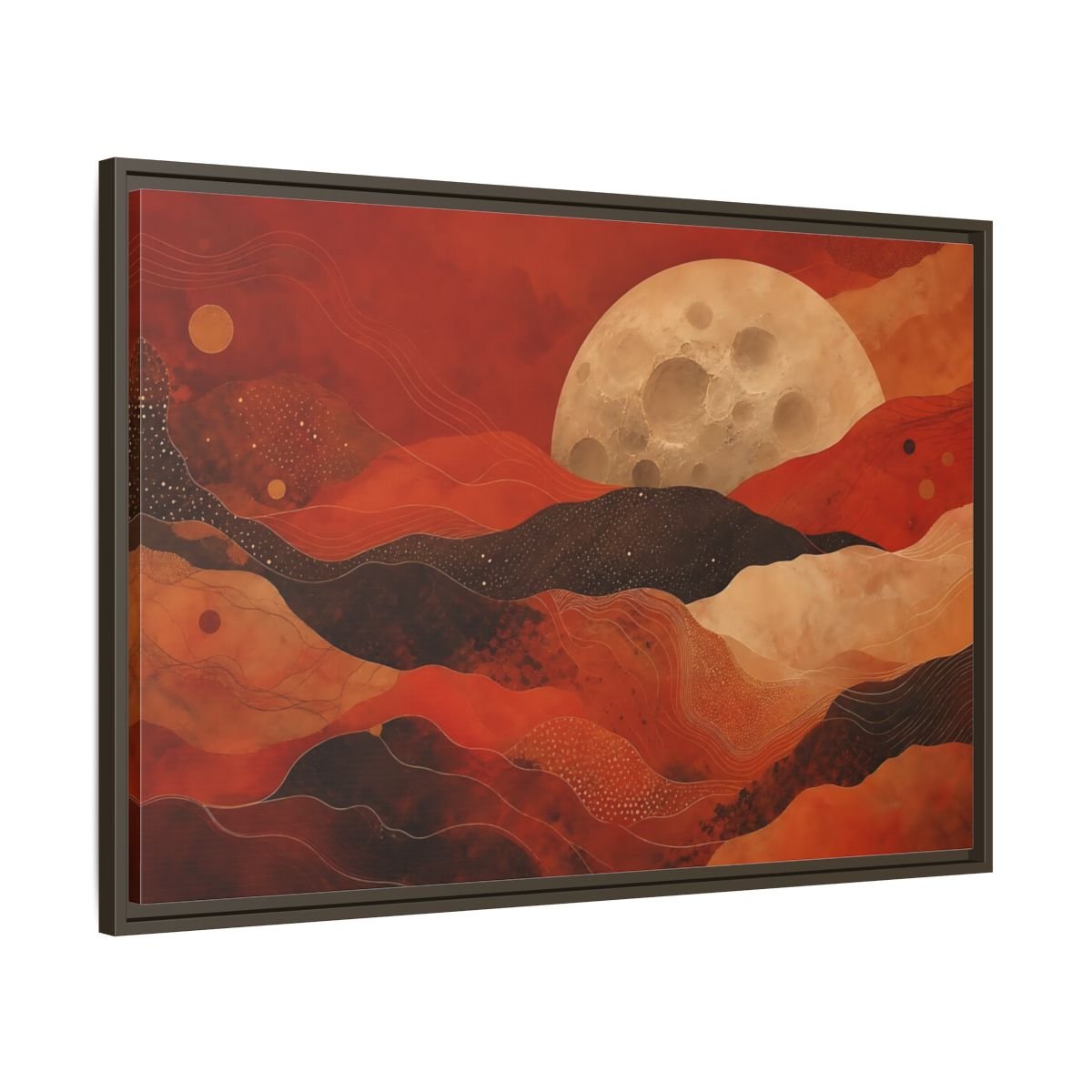 Science Fiction Moon Red And Brown Framed Canvas Print Wall Art – Living Room Decor, Above Fireplace - YesArtYes