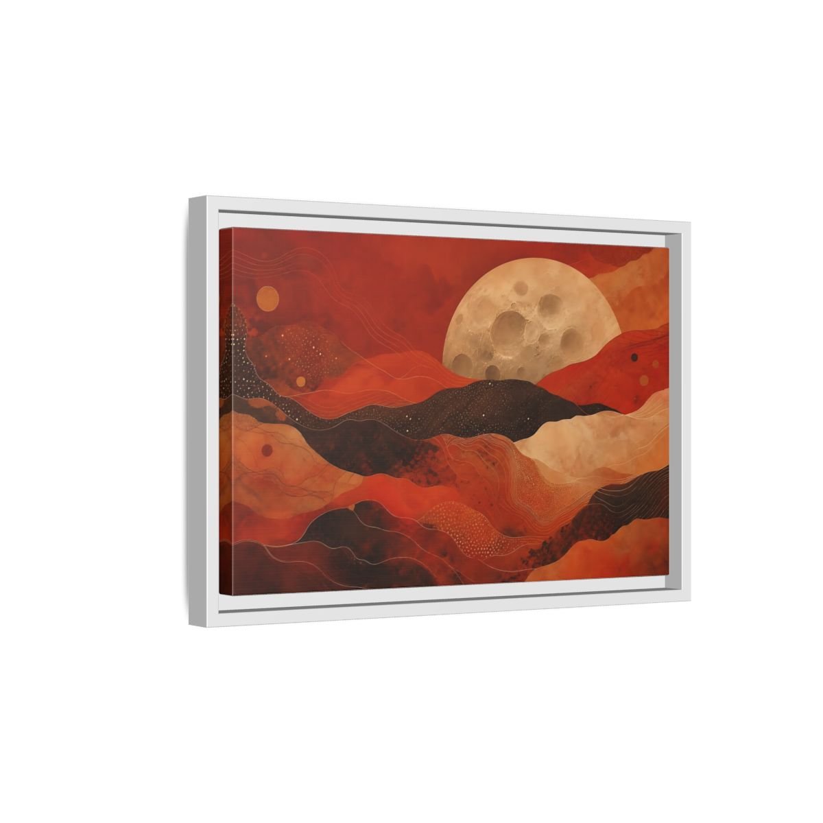 Science Fiction Moon Red And Brown Framed Canvas Print Wall Art – Living Room Decor, Above Fireplace - YesArtYes