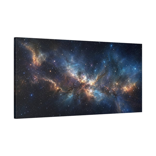 Main Mockup. Science Fiction Nebula Blue Orange Nebula shown as stretched canvas wall art