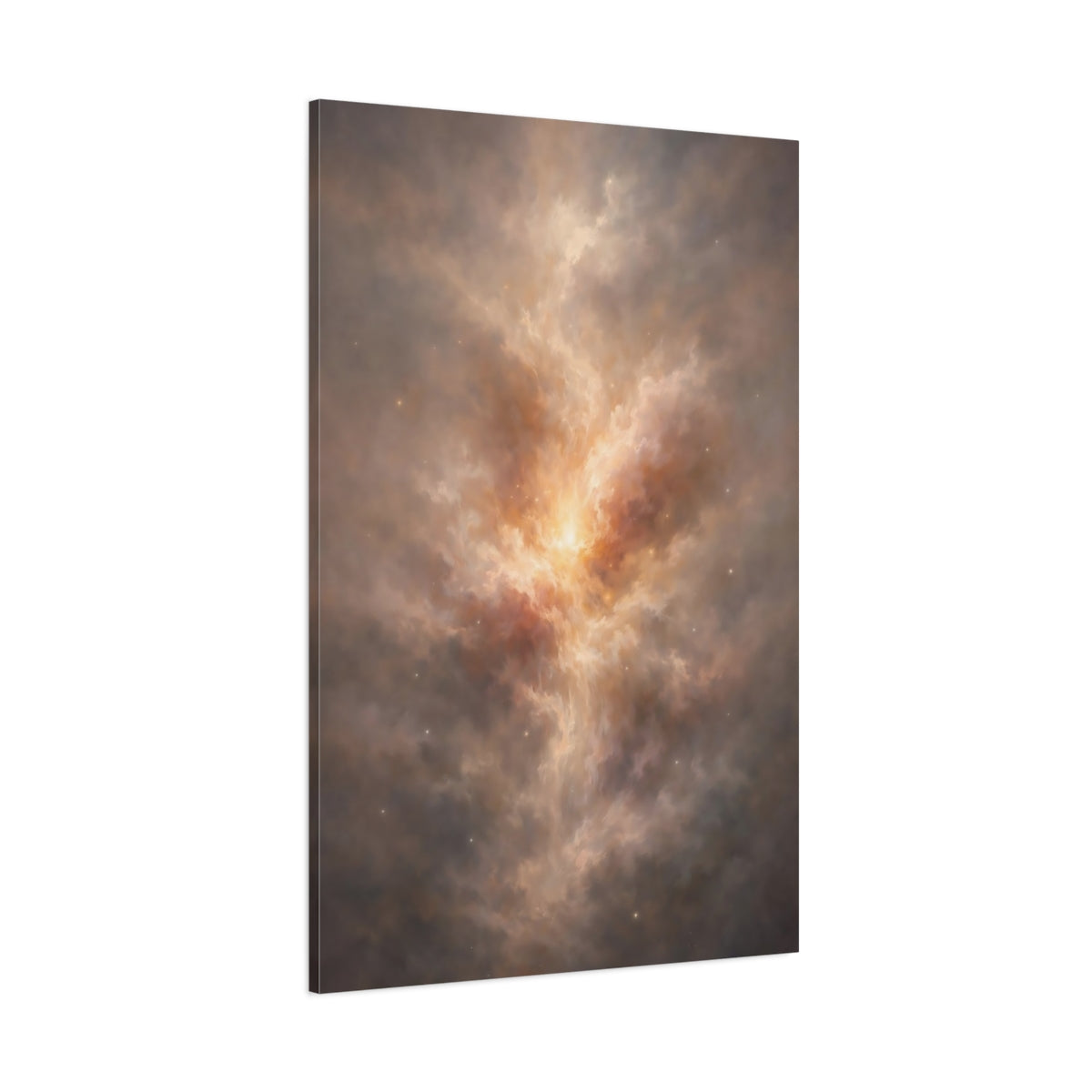 Main Mockup. Science Fiction Nebula Brown And Gold Nebula shown as stretched canvas wall art