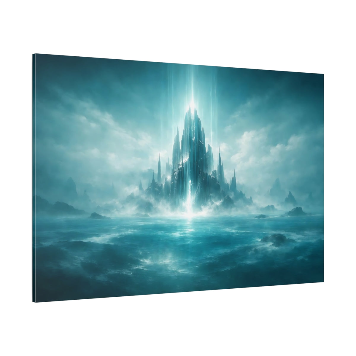 Science Fiction Ocean Teal shown as stretched canvas wall art