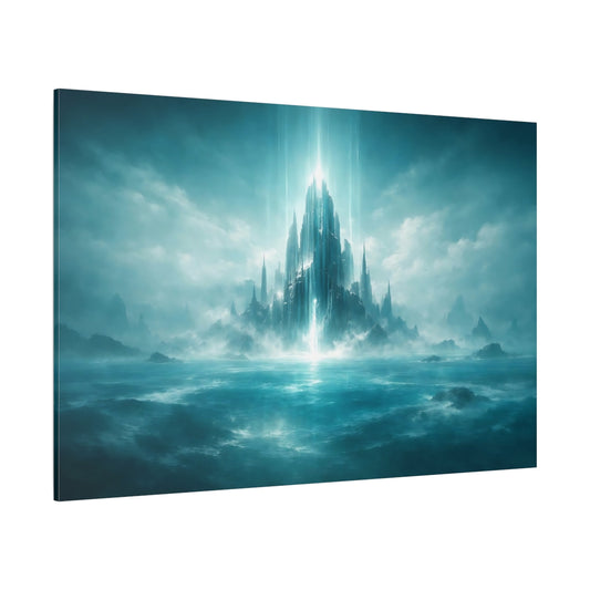 Science Fiction Ocean Teal shown as stretched canvas wall art