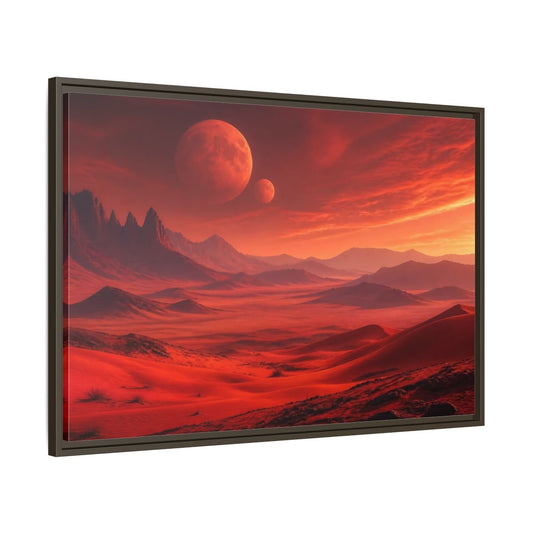 Science Fiction Red Planet Landscape Framed Canvas Wall Art Print – Realistic Living Room, Above Console Table - YesArtYes