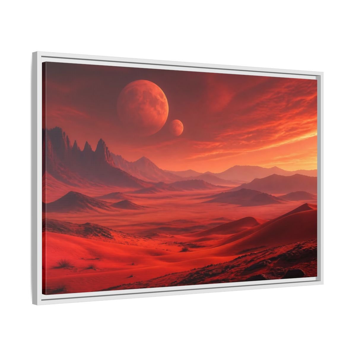 Science Fiction Red Planet Landscape Framed Canvas Wall Art Print – Realistic Living Room, Above Console Table - YesArtYes