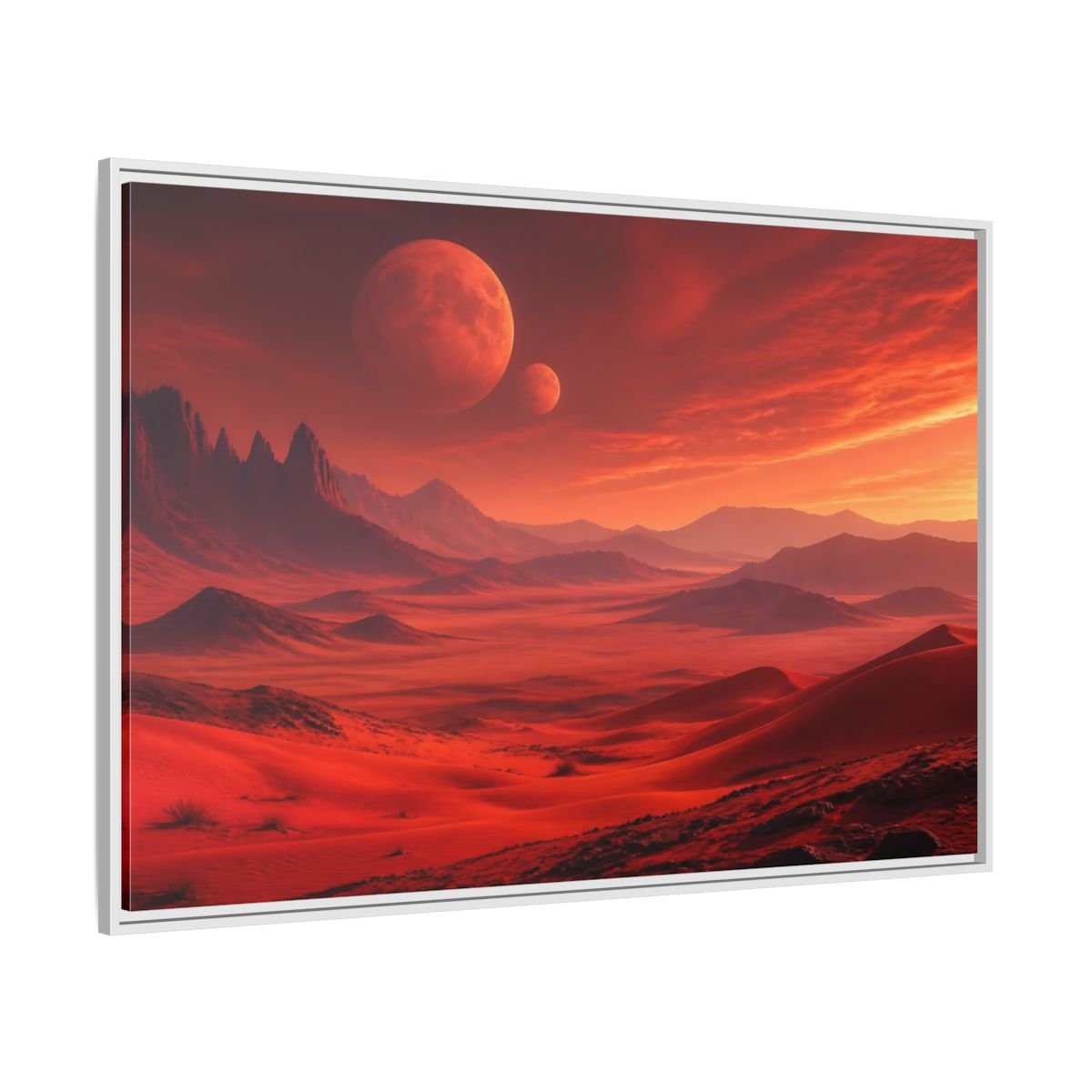 Science Fiction Red Planet Landscape Framed Canvas Wall Art Print – Realistic Living Room, Above Console Table - YesArtYes