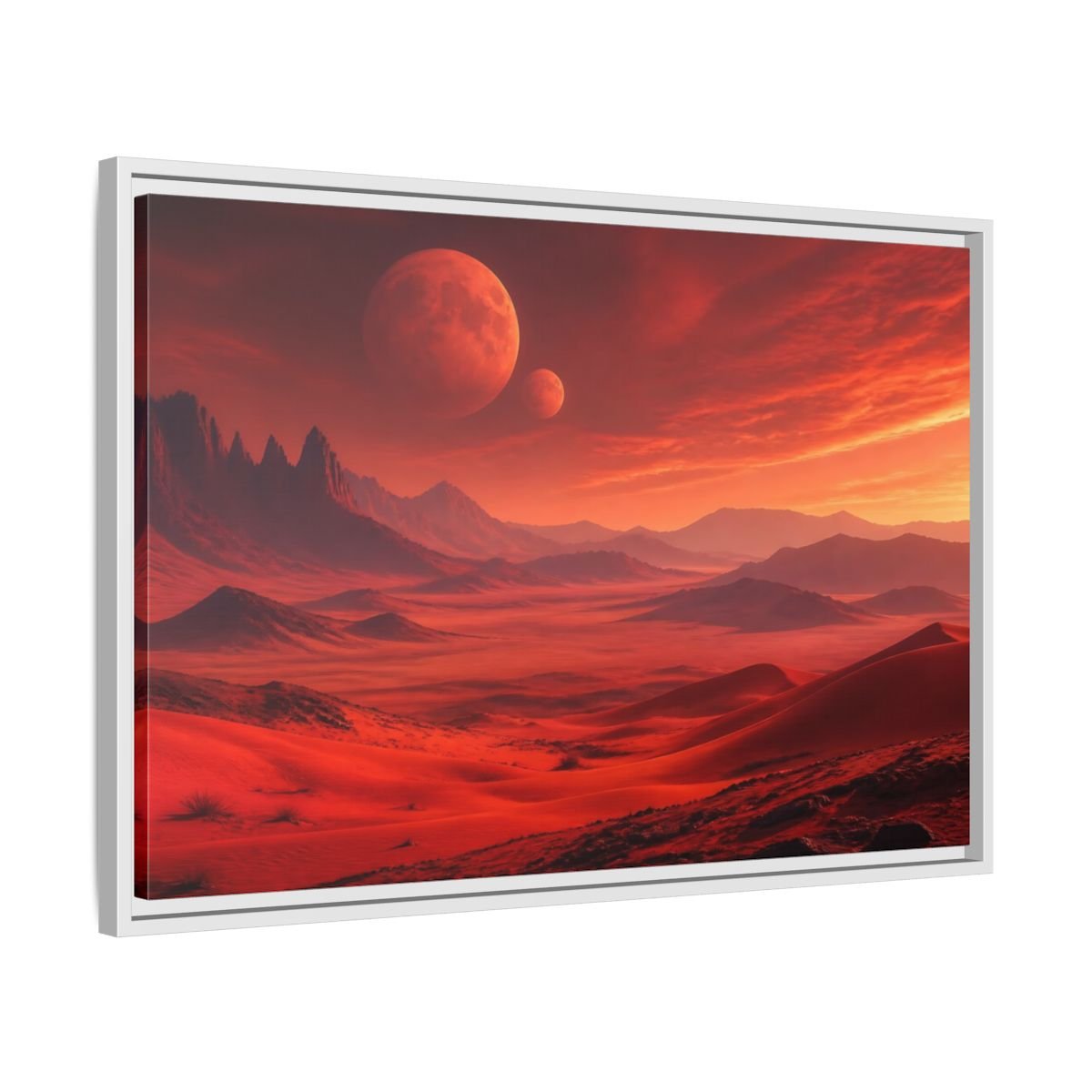 Science Fiction Red Planet Landscape Framed Canvas Wall Art Print – Realistic Living Room, Above Console Table - YesArtYes
