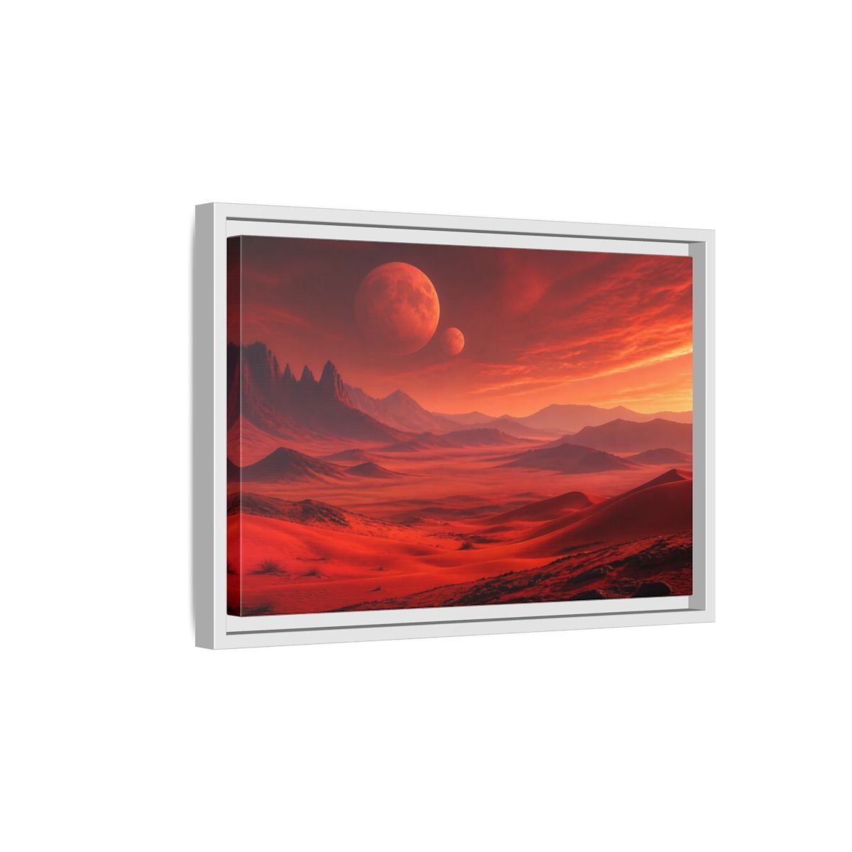 Science Fiction Red Planet Landscape Framed Canvas Wall Art Print – Realistic Living Room, Above Console Table - YesArtYes