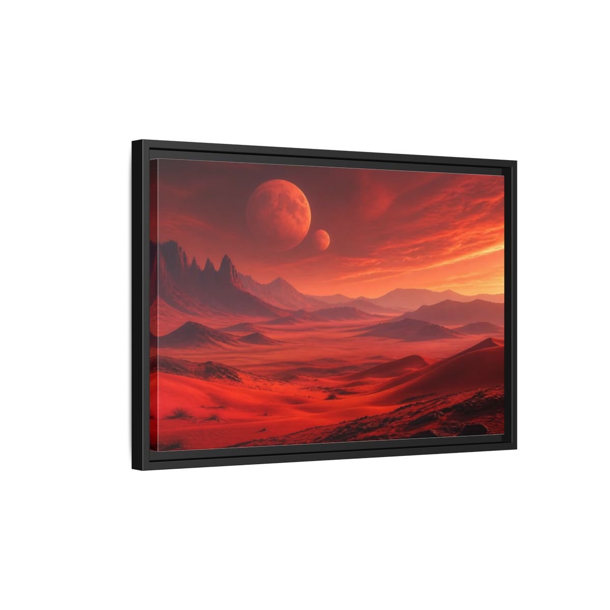 Science Fiction Red Planet Landscape Framed Canvas Wall Art Print – Realistic Living Room, Above Console Table - YesArtYes