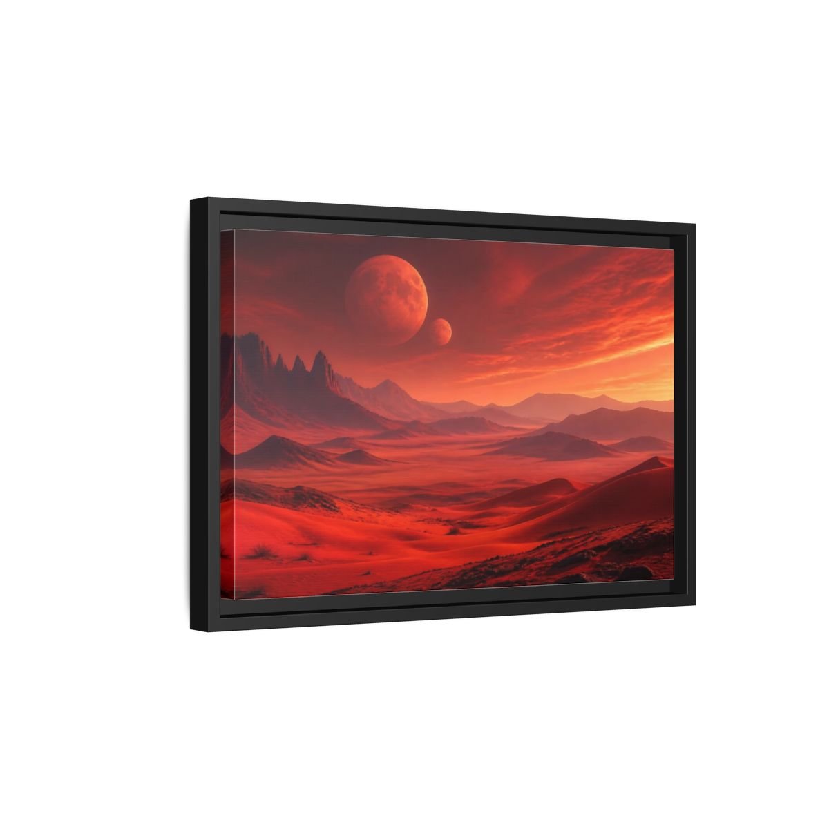 Science Fiction Red Planet Landscape Framed Canvas Wall Art Print – Realistic Living Room, Above Console Table - YesArtYes