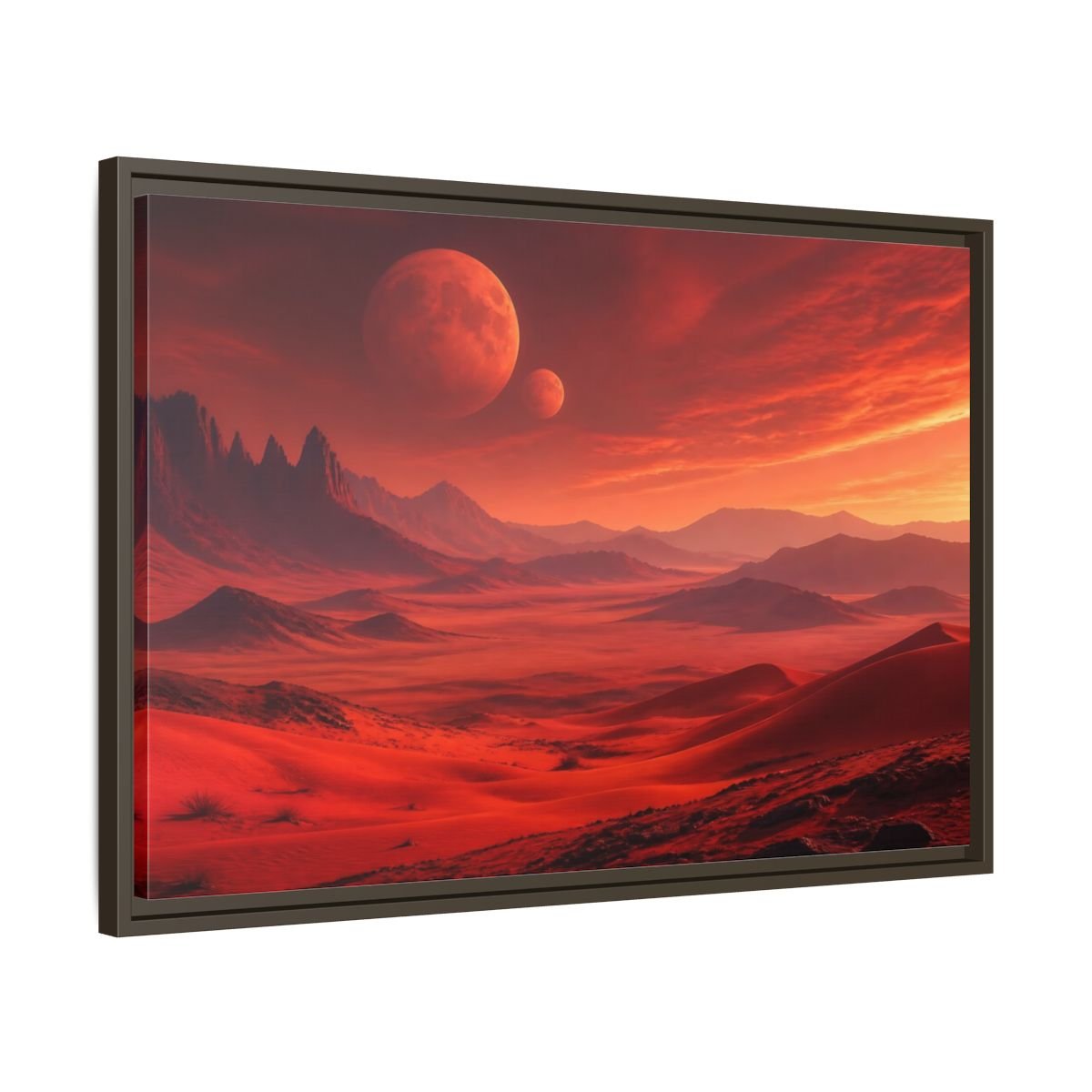 Science Fiction Red Planet Landscape Framed Canvas Wall Art Print – Realistic Living Room, Above Console Table - YesArtYes