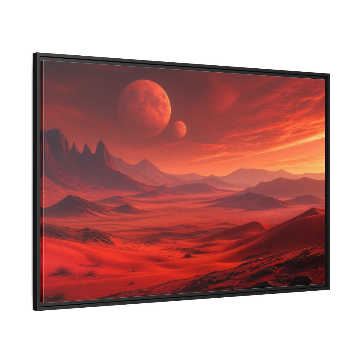 Science Fiction Red Planet Landscape Framed Canvas Wall Art Print – Realistic Living Room, Above Console Table - YesArtYes