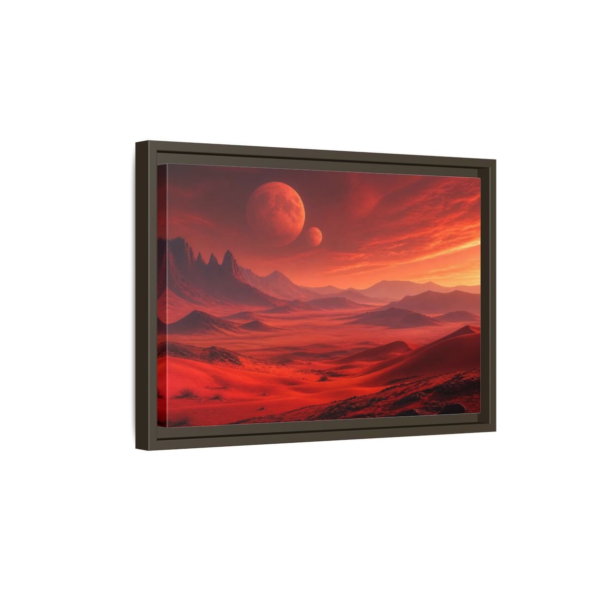 Science Fiction Red Planet Landscape Framed Canvas Wall Art Print – Realistic Living Room, Above Console Table - YesArtYes