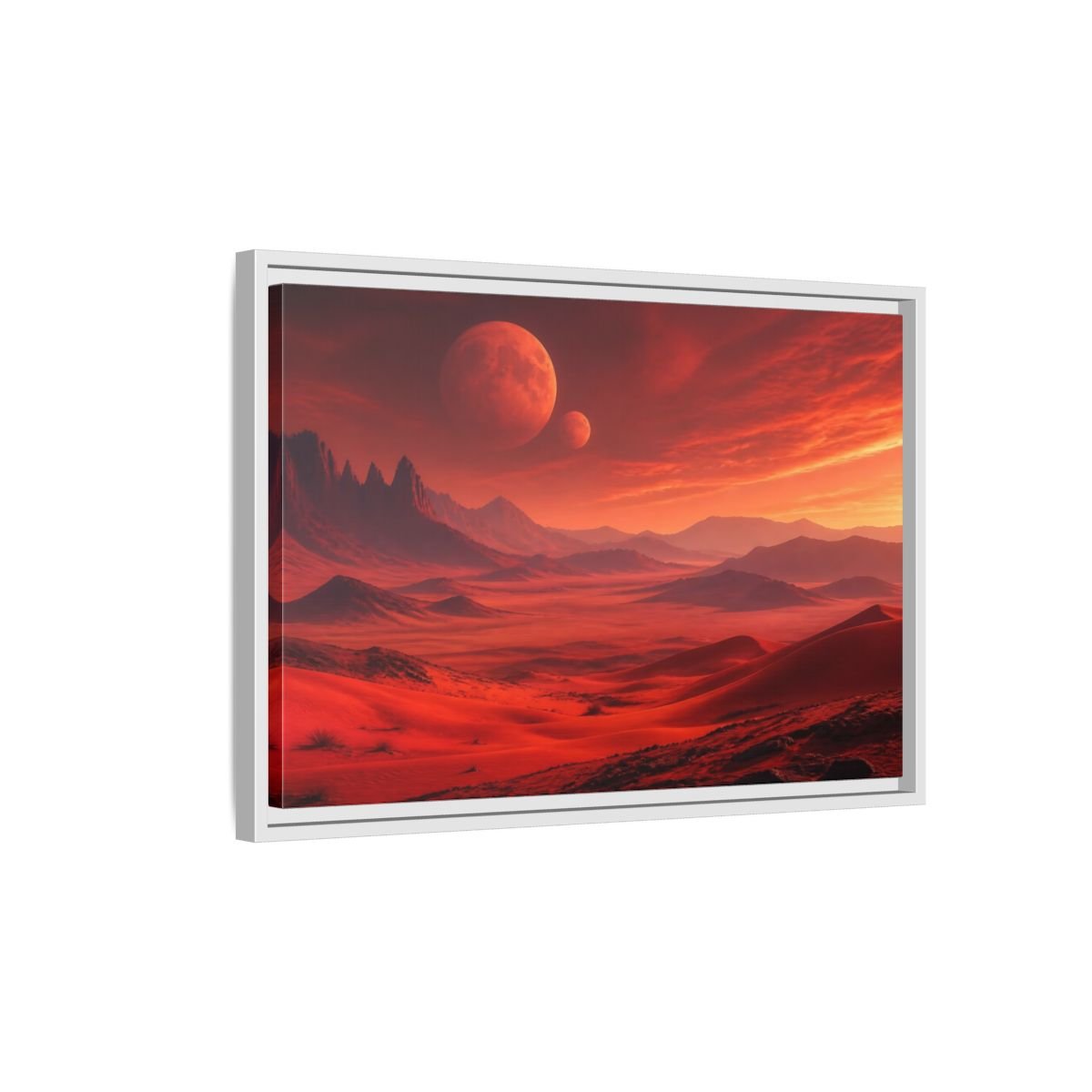 Science Fiction Red Planet Landscape Framed Canvas Wall Art Print – Realistic Living Room, Above Console Table - YesArtYes