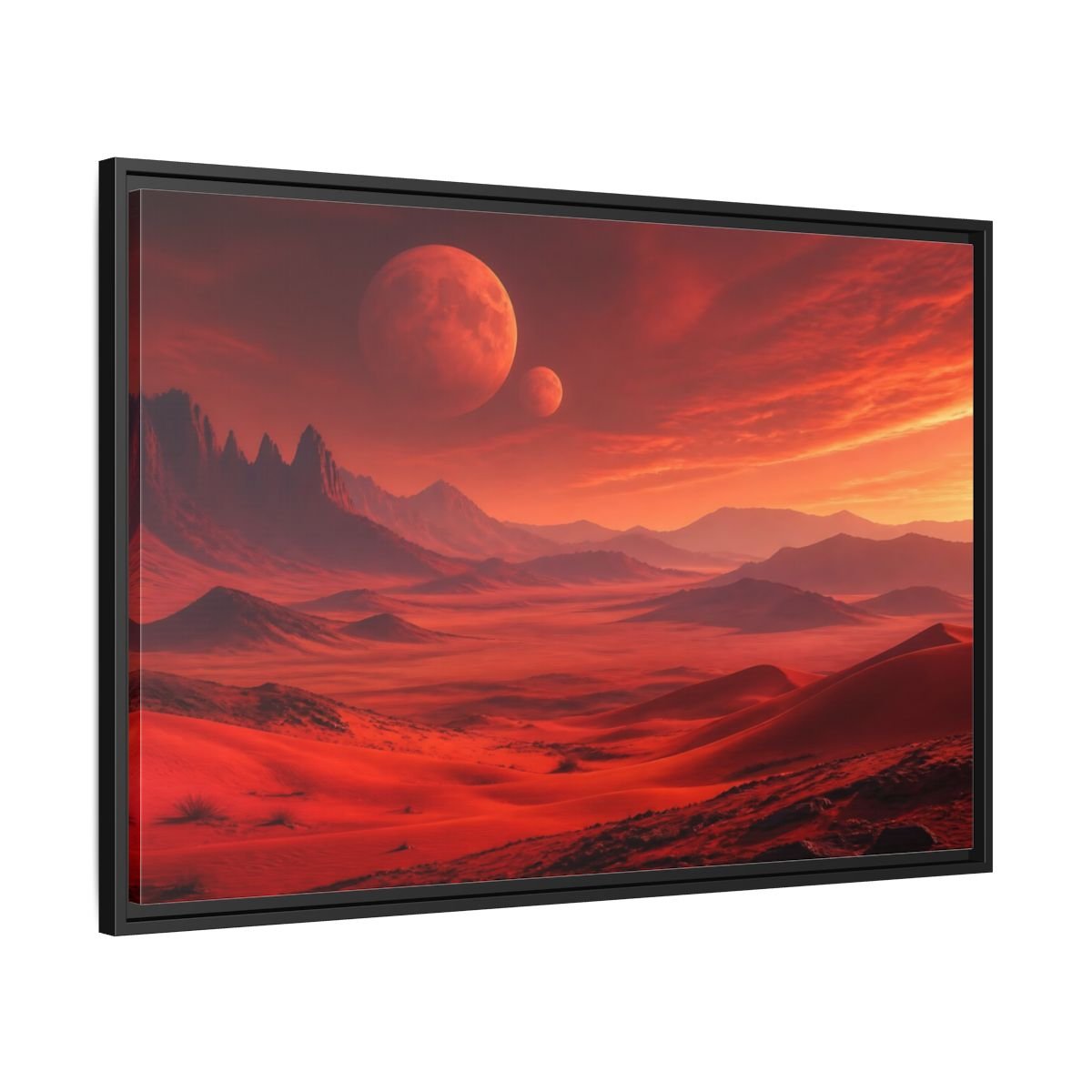 Science Fiction Red Planet Landscape Framed Canvas Wall Art Print – Realistic Living Room, Above Console Table - YesArtYes