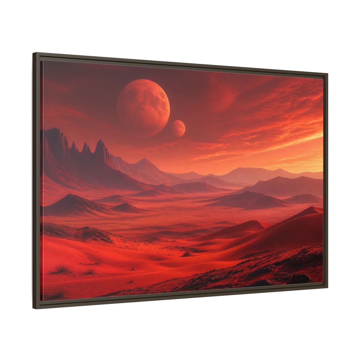 Side Mockup 8. Science Fiction Red Planet Red Planet Landscape shown as stretched canvas wall art