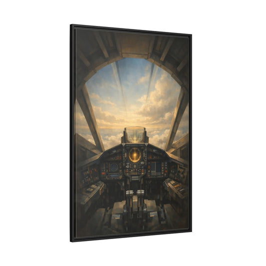 Main Mockup. Science Fiction Sci-Fi Cockpit Brown And Orange shown as stretched canvas wall art