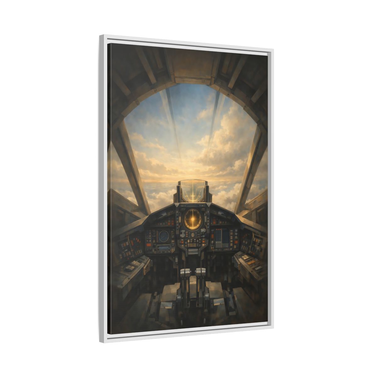 Side Mockup 9. Science Fiction Sci-Fi Cockpit Brown And Orange shown as stretched canvas wall art
