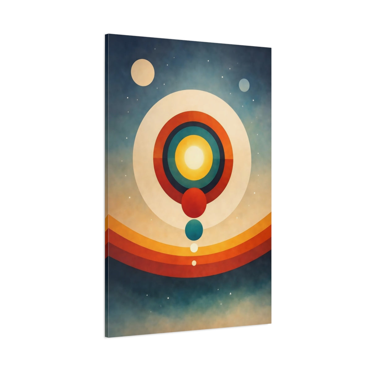 Main Mockup. Science Fiction Solar System Retro Space Art shown as stretched canvas wall art